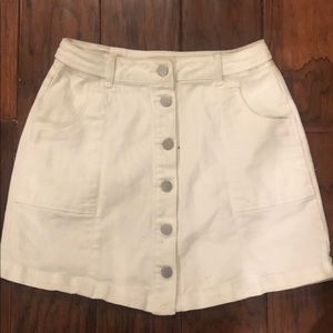 Jolt White Denim High Waisted Button Up Skirt